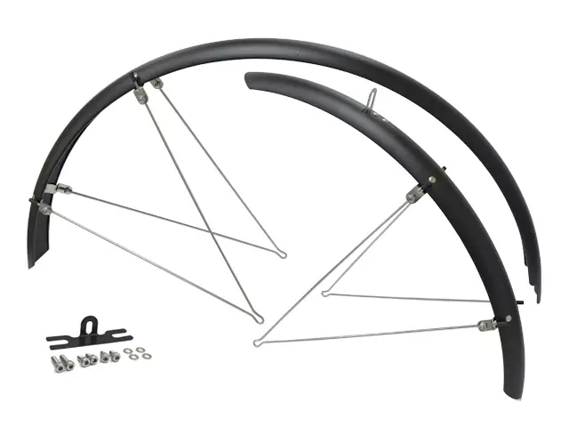 Lokasuojapari 28" Cavo, Aisallinen, Kiinnikkeet, Mattamusta 45Mm - POLKUPYÖRÄN LOKASUOJAT - 41-381 - 1