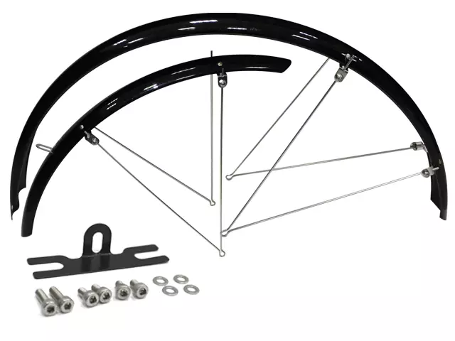 Lokasuojapari 28" Cavo, Aisallinen, Kiinnikkeet, Musta 45Mm - POLKUPYÖRÄN LOKASUOJAT - 41-371 - 1