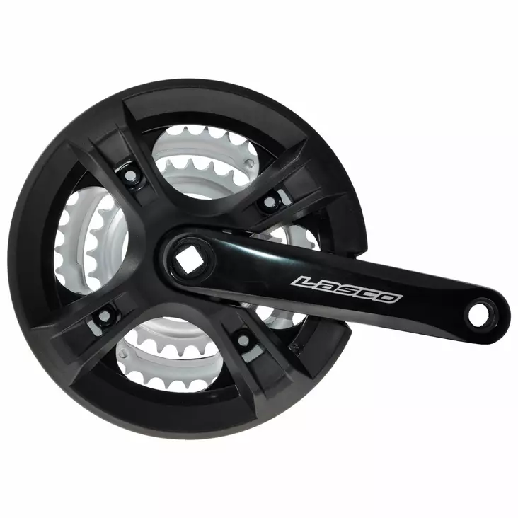 Kampipari Lasco 28/38/48, 170mm Alu, Nelikantti, Syvyys 5mm, Ketjusuojalla - POLKUPYÖRÄN KAMPIPARIT - 69502 - 1