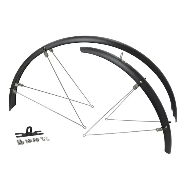 Lokasuojapari 28" cavo, aisallinen, kiinnikkeet, mattamusta 50mm - POLKUPYÖRÄN LOKASUOJAT - 41-382 - 1