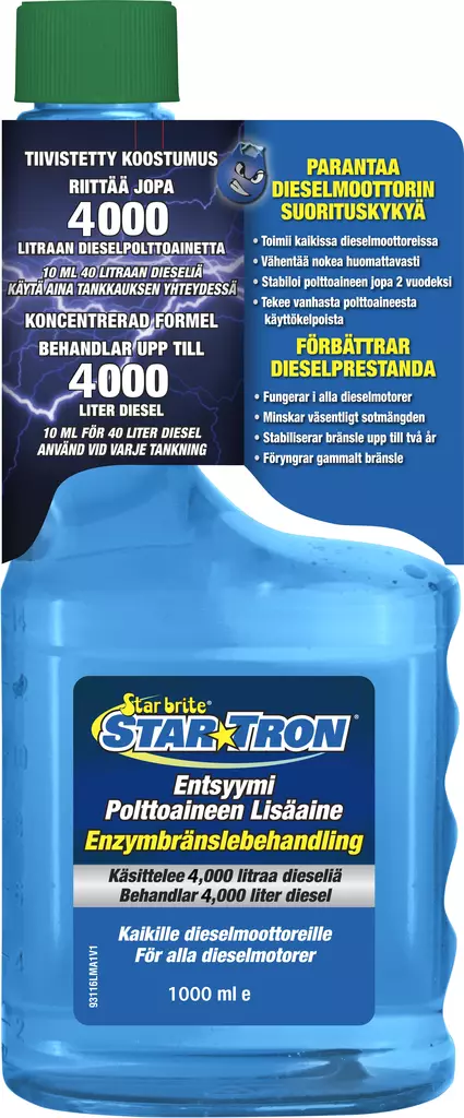 Startron Dieselin Lisäaine 1000 Ml Riittoisuus 4000 Litr. - POLTTOAINEEN LISÄAINEET - 136-93132 - 1