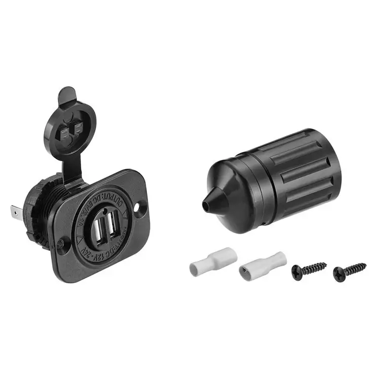 Usb pistoke, kahdelle liittimelle 12v-24v - PISTORASIAT - 133-1-C3032 - 1