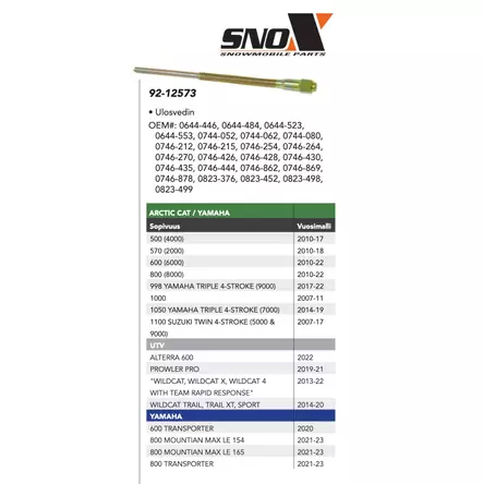 Sno-X Ulosvetäjä Yamaha/Arctic Cat - VARIAATTORITYÖKALUT - 92-12573 - 2