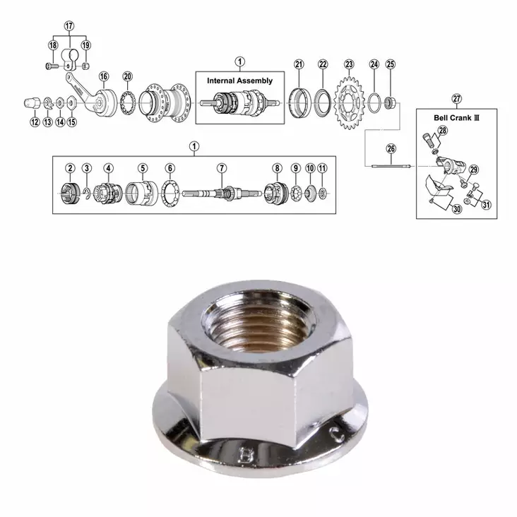 Shimano 3-V (Sg-3c40), Laippamutteri - MUUT NAPAOSAT - 64043 - 1