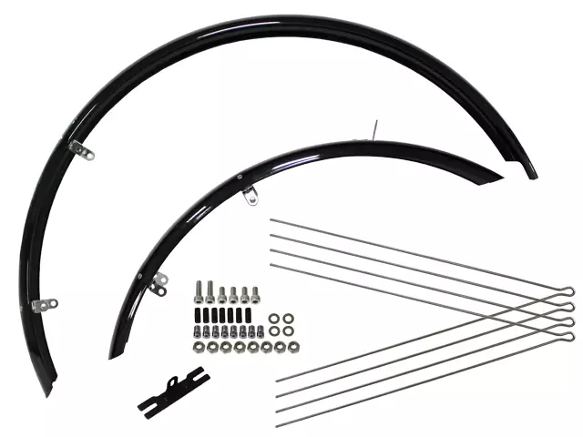 Lokasuojapari 28" Cavo, Aisallinen, Kiinnikkeet, Musta 55Mm - POLKUPYÖRÄN LOKASUOJAT - 41-327 - 1