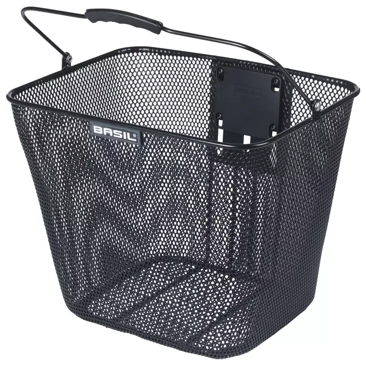 ETUKORI BASIL BILBAO, OHJAINKANNATINKIINNIKKEELLÄ, MUSTA - POLKUPYÖRÄN TAVARAKORIT - 10239 - 1