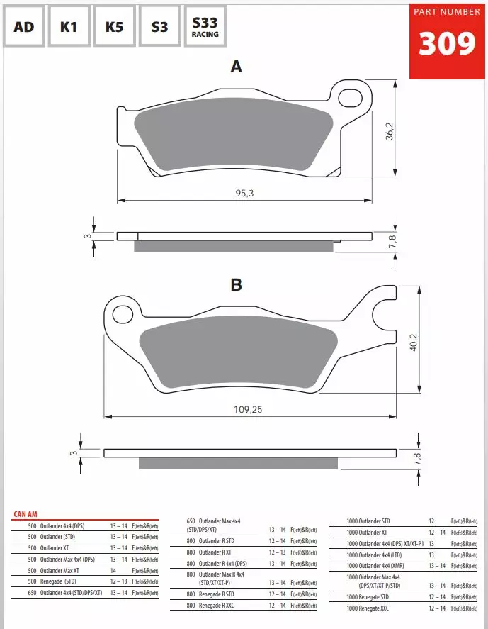 GOLDFREN JARRUPALAT 309 CERAMIC CARBON AD - MÖNKIJÄN JARRUPALAT - 46-12-309 - 1