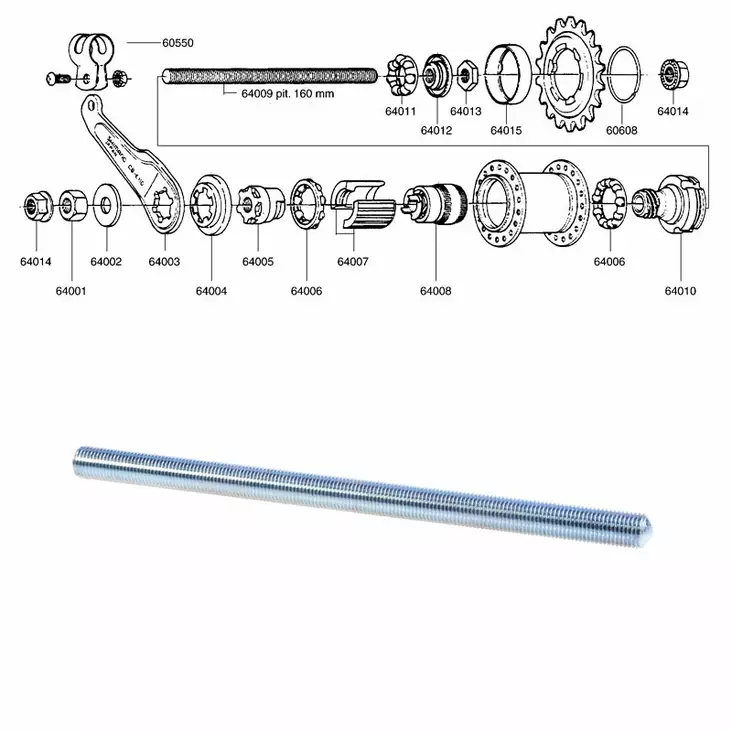Shimano 1-V (Cb-E110), Akseli 160mm - TAKANAVAN OSAT - 64009 - 1