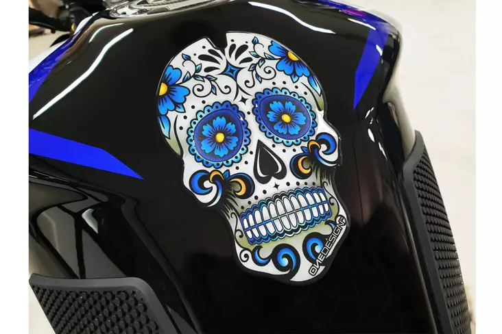 Puig Tank Pad Skull C/Blue - MP TANKINSUOJAT - 33-3673A - 1