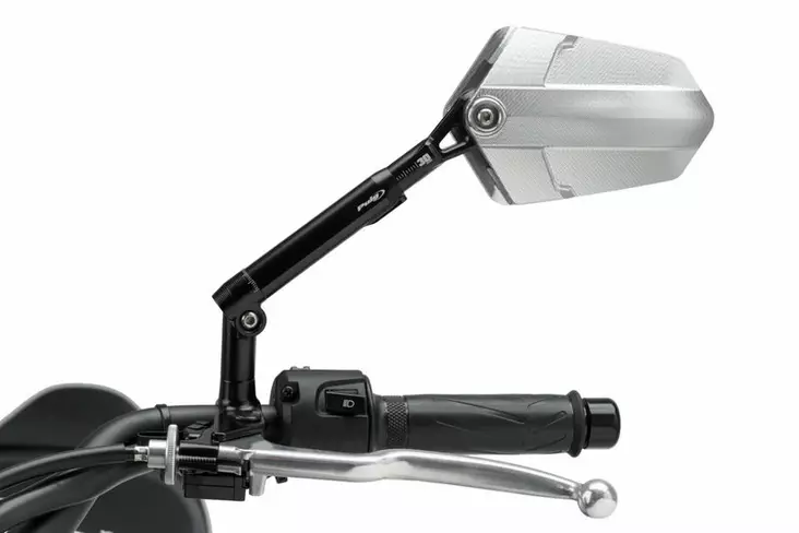 Puig Rear Mirror Mod. Explorer Homolog. Left C/Black-Al - MP PEILIT - 33-014ND - 1