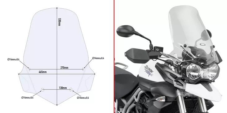 Givi tuulisuoja 6401DT, kirkas Triumph Tiger 800 / 800 XC / 800 XR - MÖNKIJÄN OSAT - 323-6401DT - 1