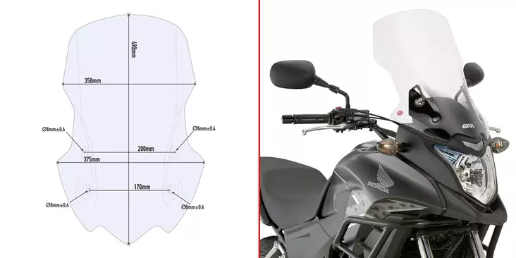 Givi tuulisuoja D1121ST, kirkas Honda CB 500 X - MÖNKIJÄN OSAT - 323-D1121ST - 1