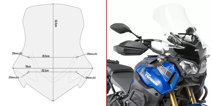 Givi tuulisuoja D2119ST, kirkas Yamaha XT 1200Z Super Teneré - MÖNKIJÄN OSAT - 323-D2119ST - 1