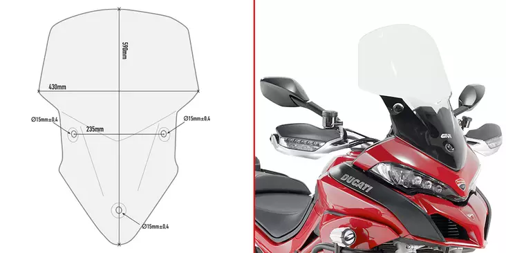 Givi tuulisuoja D7406ST, kirkas Ducati Multistrada - MÖNKIJÄN OSAT - 323-D7406ST - 1