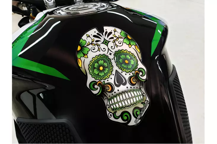 Puig Tank Pad Skull C/Green - MP TANKINSUOJAT - 33-3673V - 1